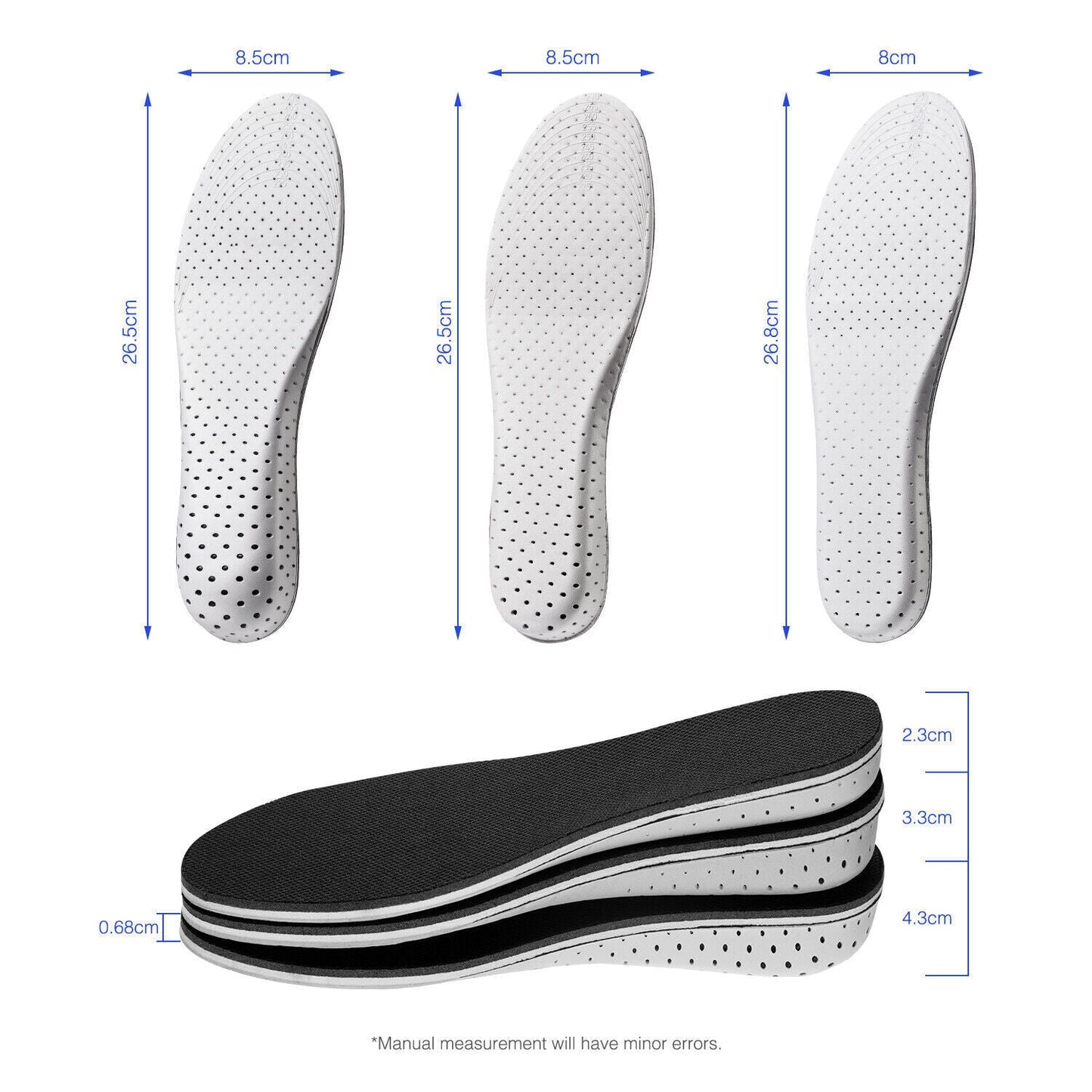 Men Women Invisible Height Increase Insoles Heel Lift Taller Shoe