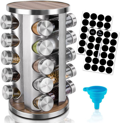 Rotating Spice Rack Organizer - 20 Jars